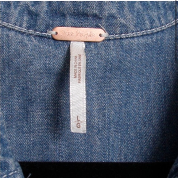 Free people chambray romper long sleeve denim L - Picture 3 of 7